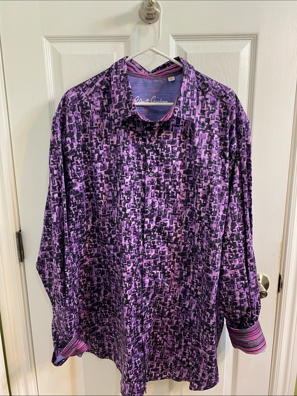 Robert Graham Purple Geometric Men’s Size 2XLT Long Sleeve Colourful Shirt Party